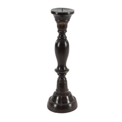 Elegant Espresso Wood Candle Holder Trio, 18" 15" 12"H