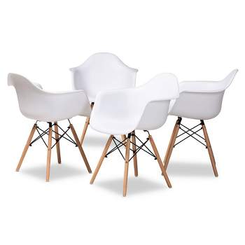 4pc Galen Plastic and Wood Dining Chair Set - Baxton Studio