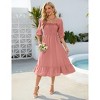 Coolmee Women's Summer Dress Backless Square Neck Half Sleeve Dress Smocked Ruffle Hem Maxi Dress Beach Dress - 2 of 4