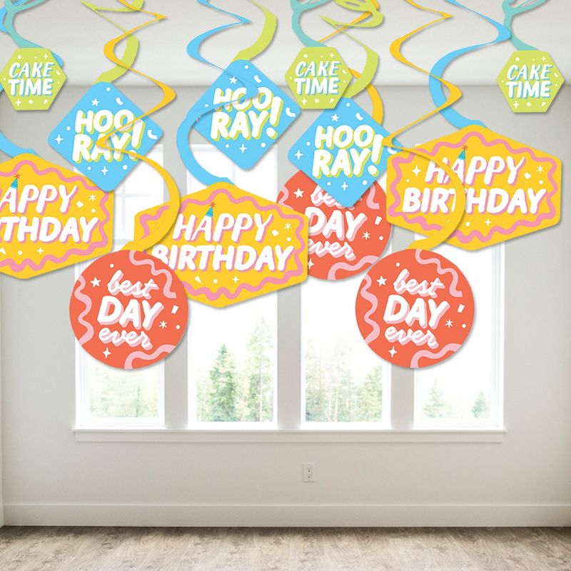 Big Dot of Happiness Party Time - Happy Birthday Party Hanging Decor - Party Decoration Swirls - Set of 40, 3 of 9