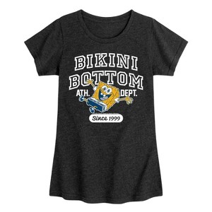 Girls' - Spongebob Squarepants - Bikini Bottom Ath Dept Fitted Short Sleeve Graphic T-Shirt - 1 of 4