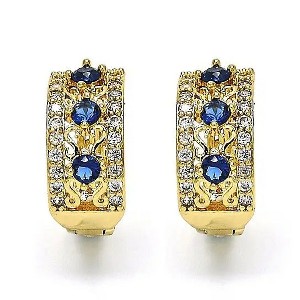 RMZ GOLD NYC 14K Gold Filled Hoop Earrings with Lab-Created Sapphire – Elegant & Hypoallergenic - 1 of 2