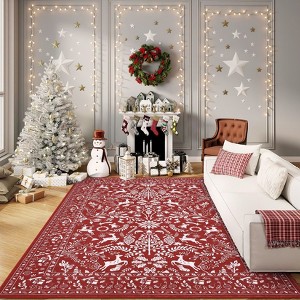 Christmas Area Rugs Xmas Holiday Indoor Rug with Non-Slip Backing - 1 of 4
