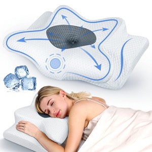 Emircey Painless Sleeping Cervical Neck Pillow for Pain Relief, Adjustable Memory Foam Pillows for Side Back Stomach Sleeper - 1 of 4
