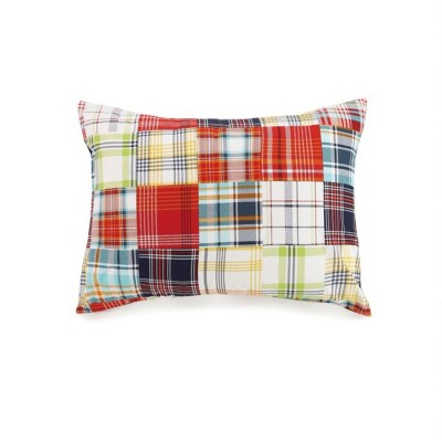 Bryce Twin Blue Cotton Plaid Comforter Set with Pillows