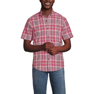 Lands' End Men's Traditional Fit Short Sleeve Madras Shirt - 1 of 3