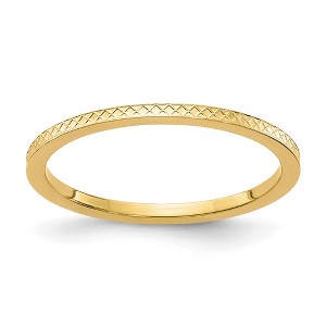 Black Bow Jewelry 1.2mm 14k Yellow Gold Crisscross Flat Stackable Band - 1 of 4