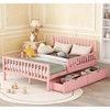 TiramisuBest Full Kids Bed Frame, Toddler Bed with Guardrails and 2 Storage Drawers Solid Wood Platform for Minimalist Bedroom, Pink - 2 of 4