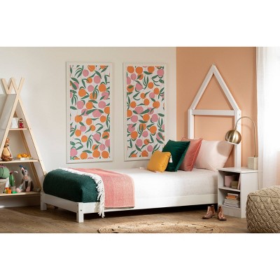 Enchanted Pure White House Frame Twin Bed with Wooden Slats