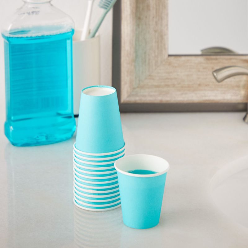 Stockroom Plus 600 Pack Small Disposable Paper Mouthwash Cups for Bathroom, Espresso, 3 oz, Blue, 3 of 8