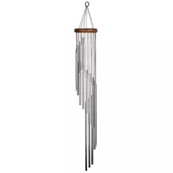 Woodstock Chimes Signature Collection, Woodstock Habitats Rainfall, Large 35'' Silver Wind Chime HCRSL