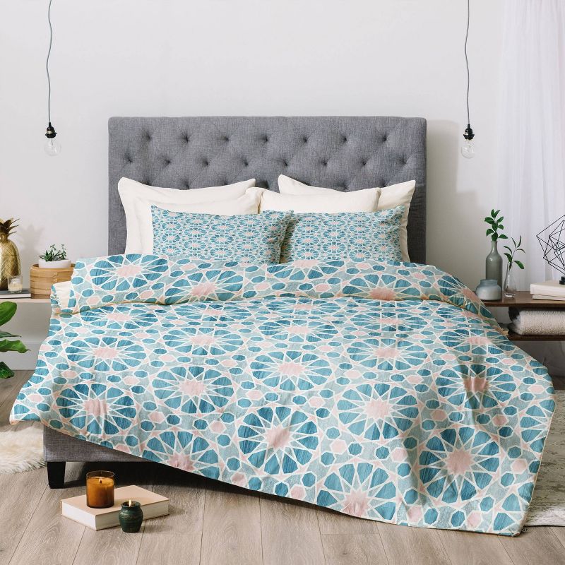 Queen/Full Schatzi Brown Farah Tile Pastel Comforter Set Blue - Deny Designs, 3 of 8