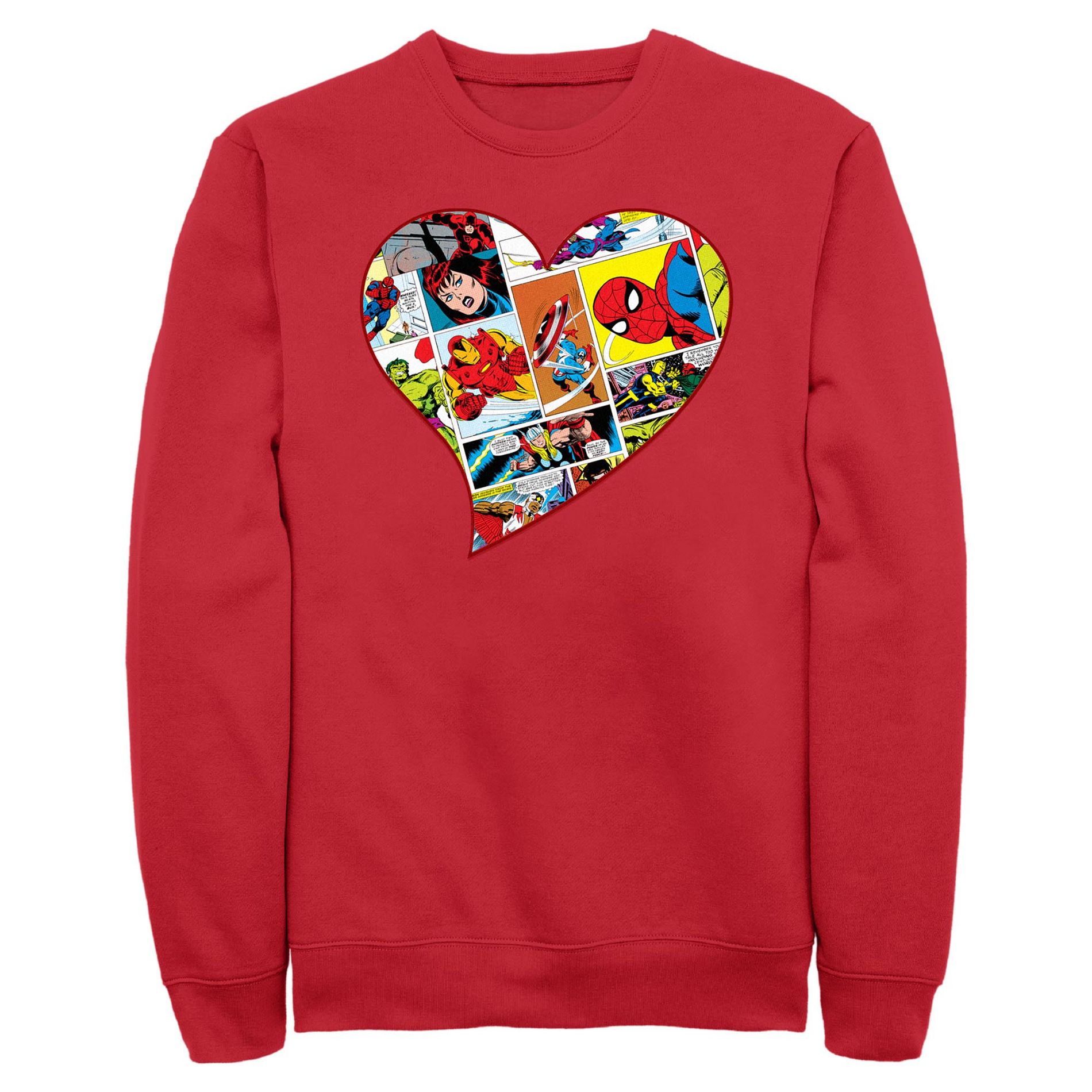 Men's Marvel Comic Book Heart  Sweatshirt - Red - Large