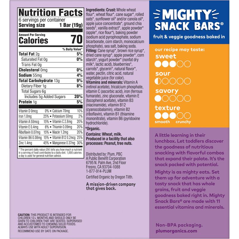 Plum Organics Mighty Snack Bars Blueberry - 6ct/0.67oz Each, 3 of 14