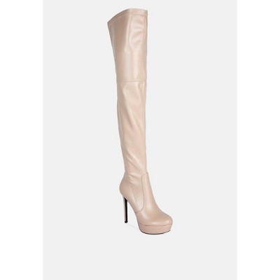 Marvelettes Faux Leather High Heeled Long Boots Women