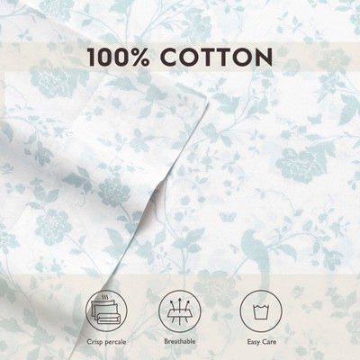 Garden Palace Blue Floral Cotton Standard Pillowcase Pair