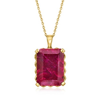 Ross-Simons 15.00 Carat Ruby Pendant Necklace in 18kt Gold Over Sterling Size 18