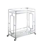 Town Square Bar Cart Clear Glass/Mirror/Chrome - Breighton Home