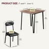 3-Piece Small Square Dining Table Set for 2 - Space Saving Wooden Kitchen Table with Upholstered Chairs - 3 of 4