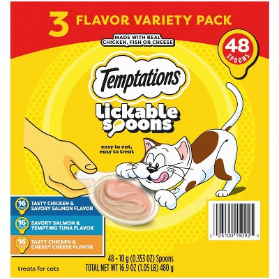 Temptations Cheese, Salmon, Tuna and Chicken Flavor Lickable Spoons Cat Treats
