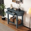 PAGED Vintage Console Table with 2 Drawers & Open Shelf, Retro Entryway Table with Curved Design and Smooth Glaze, Pine Wood Entryway Sofa Table - 2 of 4