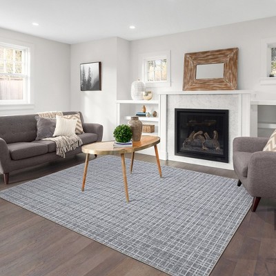 Area Rug Washable Rugs Modern Checkered Area Rug Buffalo Plaid Rugs for Living Room Bedroom, 6' x 9' Gray