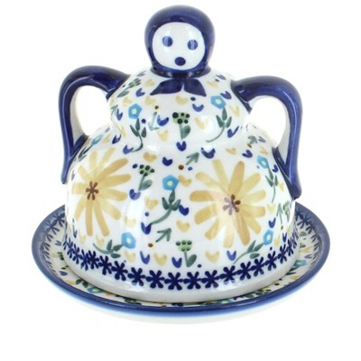 Blue Rose Polish Pottery Yellow Daisy Medium Cheese Lady