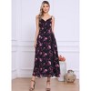 INSPIRE CHIC Women's Floral Print Pleated Back V Neck Split Elegant Maxi Sundresses - 3 of 4