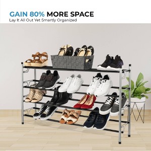 USTECH 4 Tier Shoe Rack Silver with Black Rough Bars - 1 of 4