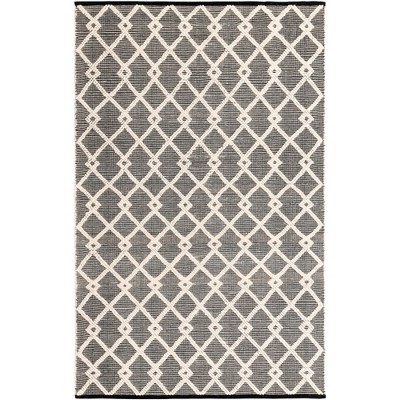 Blackberry and Ivory Geometric Wool Area Rug 5'1" x 8'