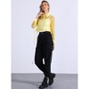 INSPIRE CHIC Women's Button Front Drawstring Hem Point Collar Mesh Sheer Long Sleeve Shirt - 2 of 4