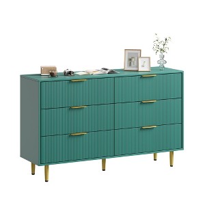 GustoWave 56" Wide Fluted Dresser for Bedroom with 6 Drawers, Wooden Chest of Drawers with Metal Handle & Feet,for Living Room,Bedroom - 1 of 4
