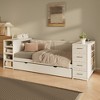 KIGFTSOD White Wooden Twin Size Daybed with Trundle and Side Shelves, Drawers, Storage Bed with Multi-Functional Desk and Charging Station - 2 of 4