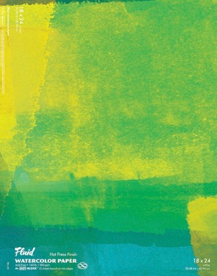 Fluid Hot Press Easy Block Watercolor Paper, 18 x 24 Inches, 15 Sheets