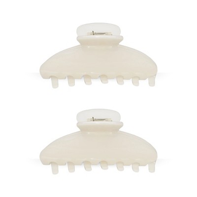 LA Glam Co. Pretty Lady Shine 4" Claw Clips - All Hair - 2-Pack - White