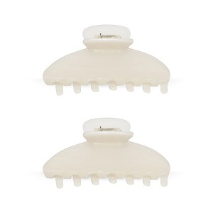 LA Glam Co. Pretty Lady Shine 4" Claw Clips - All Hair - 2-Pack - White - 1 of 1