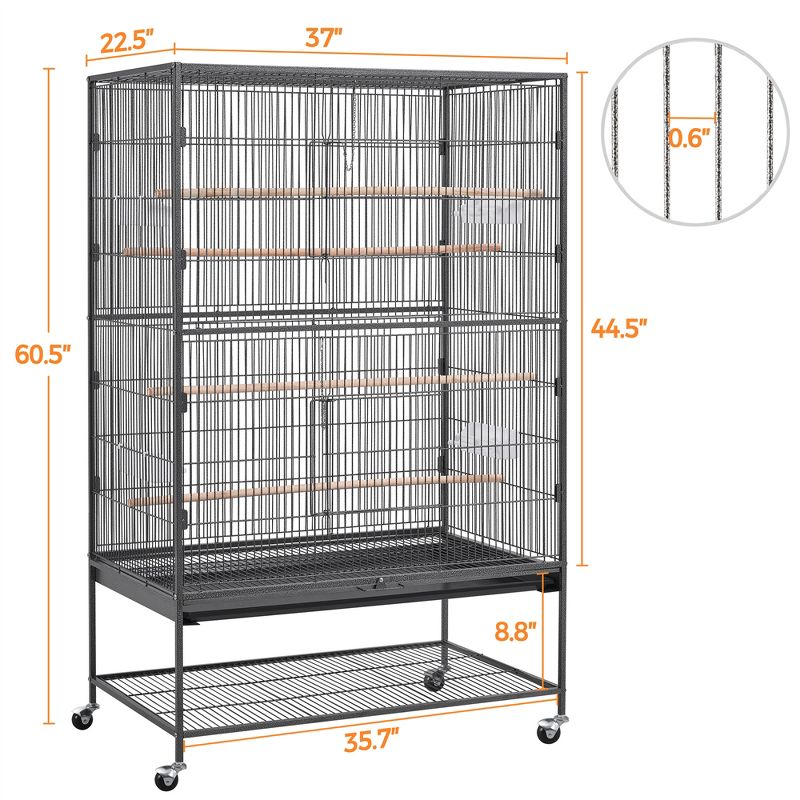 Yaheetech 60.5″H Extra-Large Bird Cage Parrot Cage Black, 3 of 6
