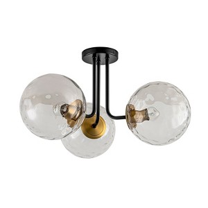 LLHZSY 3-Light Dimmable Semi Flush Mount Ceiling Light with Swirl Shade-Black/Gold - 1 of 4
