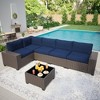 Outdoor Patio Furniture Set, PE Wicker Sectional Sofa Set with Cushions and Coffee Table, All-Weather Patio Conversation Set - 2 of 4
