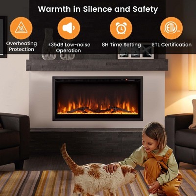 Costway 36'' Black Metal Electric Fireplace with Remote Control