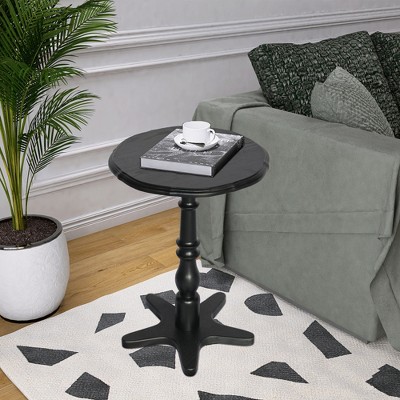 KWPZQEB Round Side Table, Small Drink Table for Small Spaces, Modern Accent Nightstand with Solid Wood Leg for Living Room, Bedroom, Brown, Office