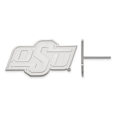 Black Bow Jewelry 14k White Gold Oklahoma State Cowboys NCAA Post Earrings