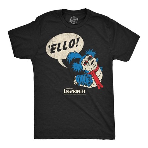 Мужские футболки Crazy Dog T-Shirts, Inc. Mens Funny T Shirts Ello Worm Jim Henson's Labyrinth Movie Tee For Men - Crazy Dog Men's T Shirt With Movie Sayings Black XXL
