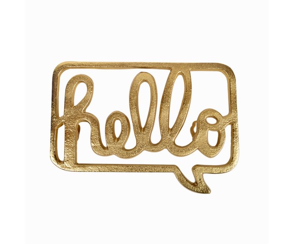 5.5"x0.6" Hello Cast Aluminum Decorative Wall Sculpture Light Gold