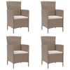 vidaXL Garden Chair Set of 4 Beige - 2 of 4