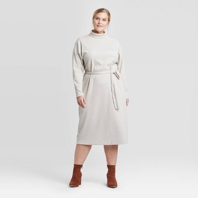 plus size cream sweater dress