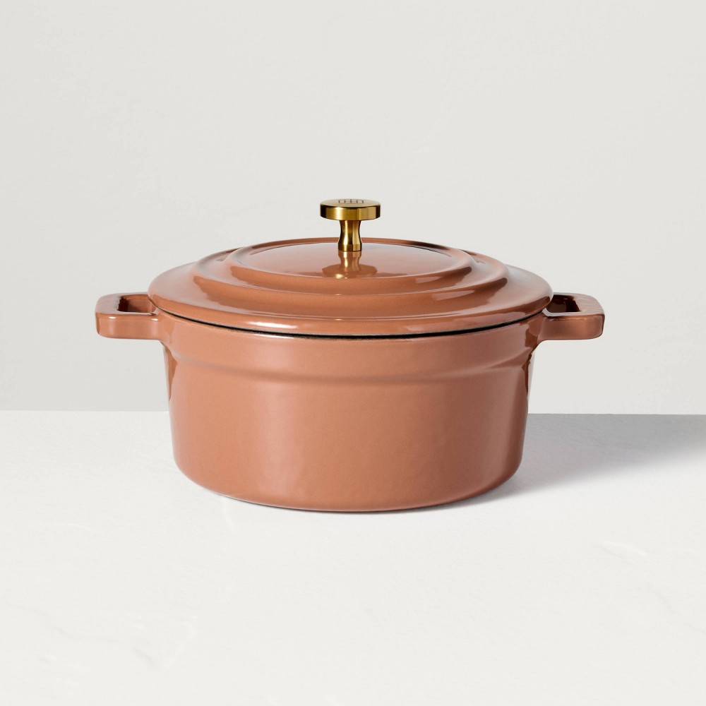 .5qt Enameled Cast Iron Mini Dutch Oven Pumpkin Brown - Hearth &amp; Handâ„¢ with Magnolia