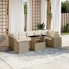 vidaXL Patio Sofa Set with Cushions Outdoor Furniture 8 Piece Poly Rattan - Beige and Cream without Storage - 2 of 4