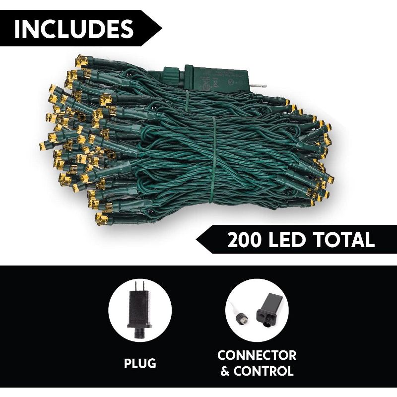 Joiedomi 200 Orange LED Green Wire String Lights, 8 Modes, 2 of 6