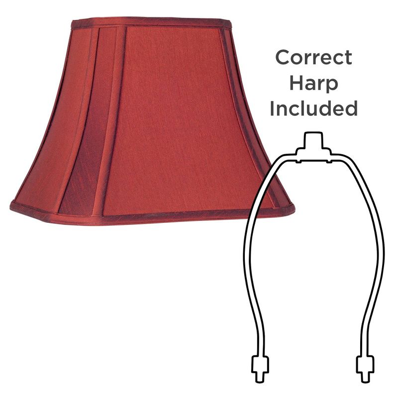Springcrest Set of 2 Rectangular Lamp Shades Red Medium 8" Wide x 6" Deep at Top 14" Wide x 11" Deep at Bottom 11" High Spider Harp Finial, 4 of 6